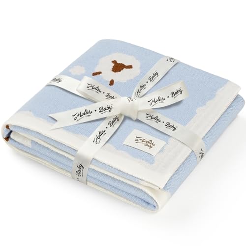 Luxe Merino Wool Cotton Baby Blanket Ultra-Soft, Temperature-Regulating Swaddle Blanket for Newborns, Receiving Blanket, and Nursery Throw 29.5" x 37.4", Machine Washable - color: Glacial Blue