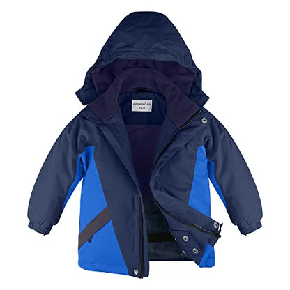 YINGJIELIDE Boy's Waterproof Ski Jacket,Kids Outdoor Snowboarding windproof Jacket,Fleece Lined Hooded,Warm Winter Snow Coat - color: Navy, size: 9-10 Years