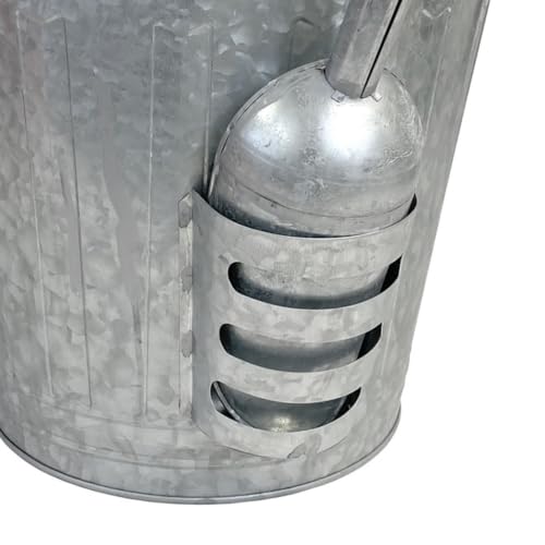Audubon Woodlink Galvanized Steel Rustic Farmhouse Bird Food and Seed Locking Storage Bucket Bin with Scoop, Holds up to 16.5 Quarts or 25 Pounds