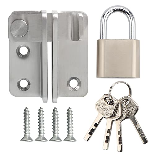 Alise Brushed Flip Latch Gate Latch Set with Padlock,Barn Door Lock,L Size | Stainless Steel Door Lock Latches for Shed Barn Wooden Fence Chicken Dog Cage Window Cabinet Backyard Garage - color: Brushed Nickel, size: Large Size