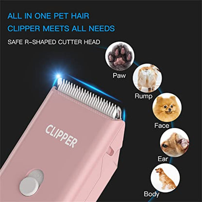 Home Professional Dog Grooming Kit Clipper Low Noise USB Rechargeable for Dog Cat - color: Ap005-pink