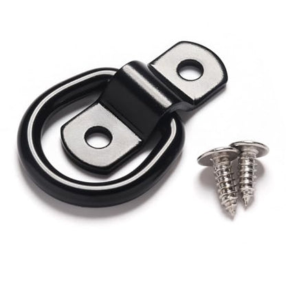 6 Pack D Rings Tie Down Anchors, 7mm Diameter Heavy Duty Steel Trailer Hooks for Truck, Pickup, Camper, Warehouse, Garage, Boat, Cargo Control Mount, 2 Hole D-Ring with Screws, Black