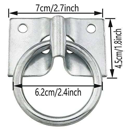 2inch Hitching Ring ZZLZX 2 Set 2-in Hitch Ring with Plate, Wall Mount Hitching Ring Hooks with Screws, Cross Tie Plate with 2inch Cross Tie Ring, International Equestrian Cross Tie Ring