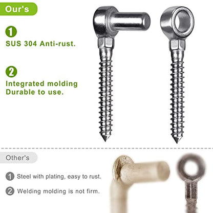 Insaga Cast 304 Stainless Steel Gate Hinges 4Pack Lag Screw Hinge for Farm M12 Hook and Eye Hinges, Partial Thread Gate Hinge Bolts for Wood Cattle Livestock Gate for Fence - color: M12 Hook and Eye Hinge-4Pair