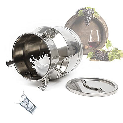 Milk Can with Sealed Lid, Stainless Steel Milk Transport Cans Wine Pail Bucket Tote Jug Pot Oil Liquid Storage Barrel with 2 Handles Sealed Silicone Anti-Leak Ring Lock Belt 12 L 3.16 Gallon - color: 12l