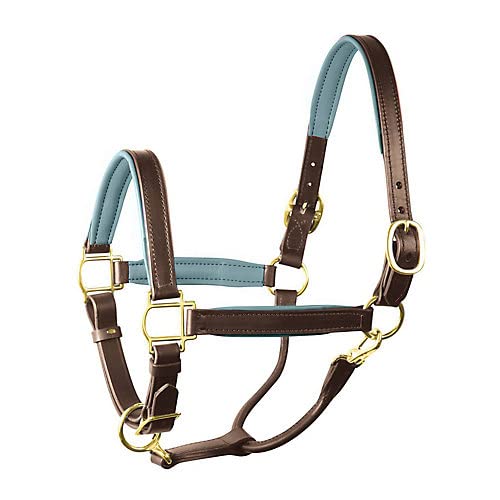Perri's Soft Padded Leather Halter - color: Havana/Slate, size: Horse