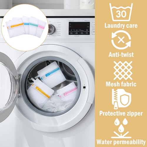 4 PCS Laundry Pod Anti-Sticking Bag, Small Mesh Laundry Bags for Delicates Mini Durable Washing Machine Laundrys Pods Dissolution Protection Foldable Wash Pouch Storage Bag for Pods Scented Beads