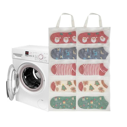 Mesh laundry bags for washing machine, can wash 10 pairs of socks, maintain shape, keep one pair,Laundry room organization suitable for socks and small items, 2pcs (Small) - size: Small