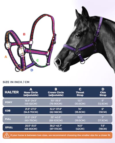 Hilltown Adjustable Horse Halter - color: PURPLE, size: X-Full