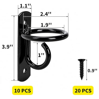 Cididu 10 Pack Bucket Hooks for Horses, Heavy Duty Water Bucket Hangers with Screws, Wall Mount Feed Bucket Holder for Horse Stalls Livestock Barn Farmhouse Stable Supplies, Curved Design