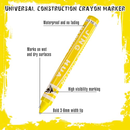MotiMind 120 Pcs Industrial Lumber Crayons Bulk Wax Tire Marker Construction Marker for Craft Detailed Marking on Lumber Metal Carton Ceramics Concrete Glass Plastic 4.45" x 0.43" (Yellow) - color: Yellow