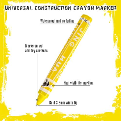 MotiMind 120 Pcs Industrial Lumber Crayons Bulk Wax Tire Marker Construction Marker for Craft Detailed Marking on Lumber Metal Carton Ceramics Concrete Glass Plastic 4.45" x 0.43" (Yellow) - color: Yellow