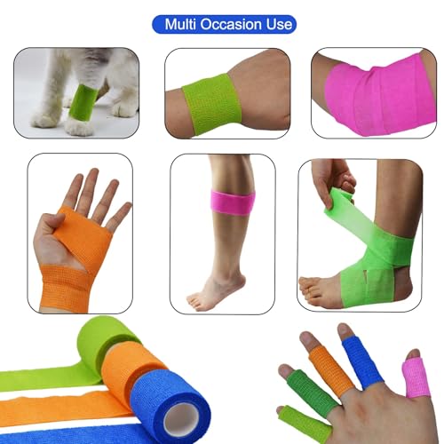40 Rolls Self Adhesive Bandage Wrap Bulk Breathable Athletic Tape Elastic Cohesive Bandage Adhesive Wrap Roll for Sports Wrist Ankle, 2 Inch x 5 Yard (Multi Colors)