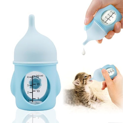 Ergonomic Pet Nursing Bottle,Puppy Bottles for Nursing Puppy Milk - 20ml Slow Flow Kitten Bottle Feeding kit for Newborn Kittens/Puppies/Small Animals, Easy-Clean Silicone Feeder (‌Blue‌) - color: ‌Carolina Blue‌