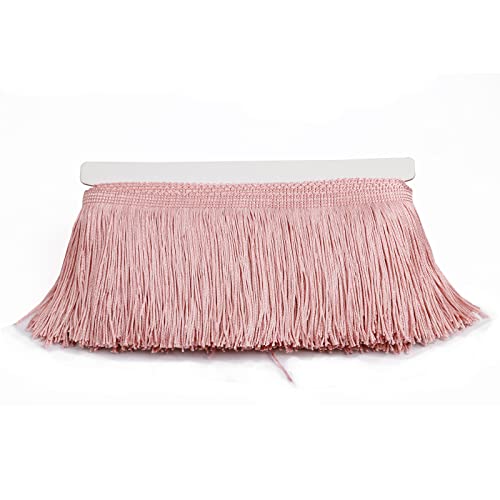 Chainette Fringe Trim 5 Yard x 4 Inches Fabric Tassel Trims - color: Pink, size: 4"-5Yards/R