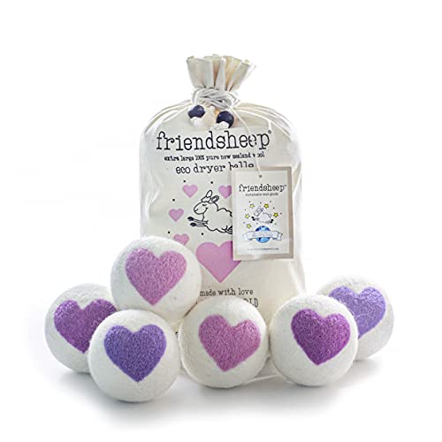 Friendsheep Wool Dryer Balls, Organic Reusable Fabric Softener Alternative for Laundry, Handmade, Fair Trade, Hypoallergenic, Eco-Friendly, Plastic-Free (6 Pack XL – Lovely Day) | Reusable fabric softener alternative Organic wool, handmade, fair trade, hy