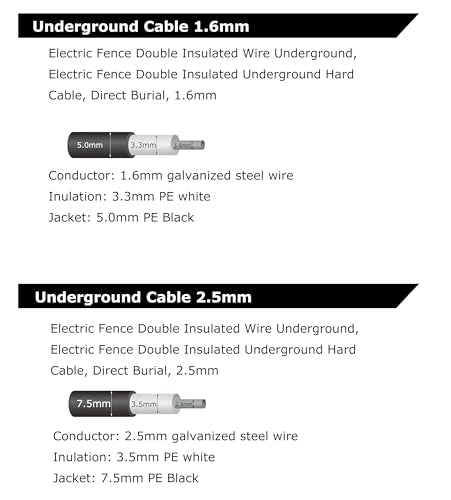 Electric 2.5mm 82ft Fence Double Insulated Wire Underground - size: 25meters/82ft, style: 2.5mm
