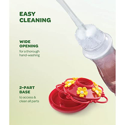 Glass Hummingbird Feeder 10oz [Set of 2] Ant Guard & Wide Mouth Leakproof - size: 10 oz - 2 Pack
