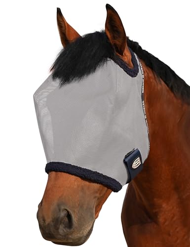 Harrison Howard All Round Mesh Horse Fly Mask UV Protective with Fleece Padded Edging Grey S - color: Grey, size: Small (Yearling)