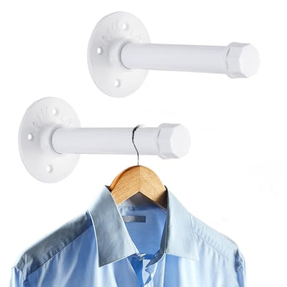 Sumnacon Wall Mounted Clothes Rack for Wardrobe, 2Pcs 5.9 Inch, White - color: White, size: 6 Inch