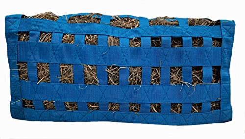 Supreme Slow Feed Top Load Hay Bag with Super Tough Bottom with 2" x3.5” Rectangular Openings and 6 Month Warranty (Turquoise & Black) - color: Black and Turquoise