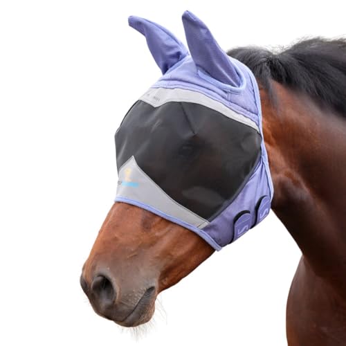 Shires FlyGuard Pro Fine Mesh Fly Mask with UV Protection Sky/Extra Extra Full/Ears - color: Sky, size: Extra Extra Full