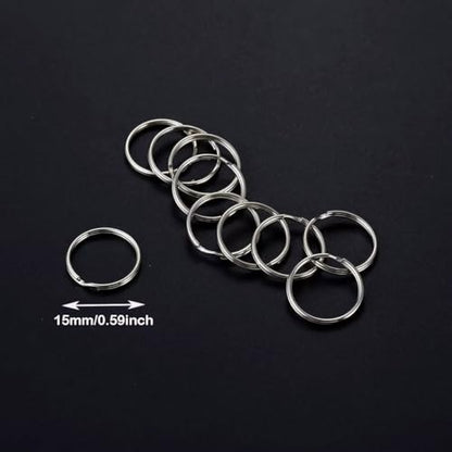 200pcs Silver Jump Ring Split Keyring Mental Connectors for Keychains, Jewelry Making, Pet Collars, Crafts 15mm - size: 15mm