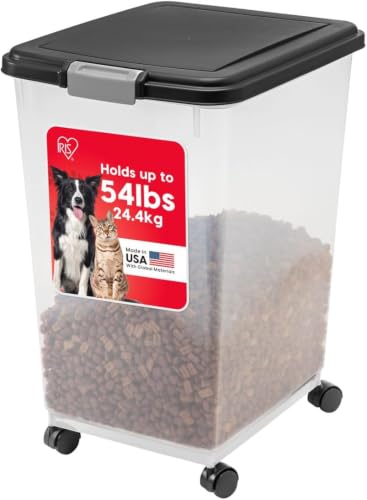 IRIS USA Dog Food Storage Container, Up to 54 lbs, Black, Made in USA - color: Black, size: 54 lbs