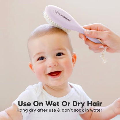 Wooden Baby Hair Brush for Toddler, Infant Cradle Cap (Thistle, Regular) - color: Thistle, size: Oval, Regular 7"