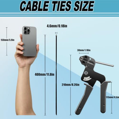100PCS Cable Ties,0.18X15.75 Inch Heavy Duty Black Metal Zip Ties - color: Black, size: 100PCS1.81x15.75 Inch