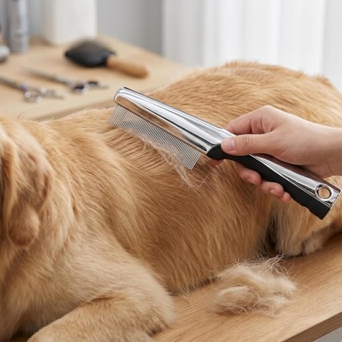 Resco Professional Flea and Face Comb, Anti-Static for Grooming Pets Very Fine Pin Spacing, Chrome - color: Flea Comb