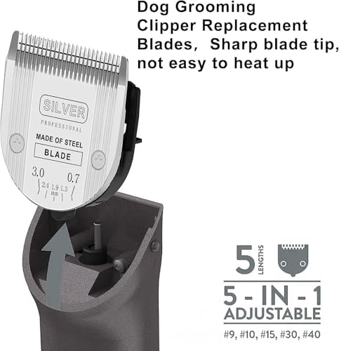 Adjustable Dog Grooming Clipper 5 in1 Blade for Wahl Bravure, Silver,2PCS - color: Silver/2pcs