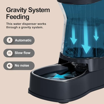 Automatic Dog Water Dispenser, Stainless Steel Bowls Feeder, 100% BPA-Free - color: Dark Grey, size: 1 Gallon