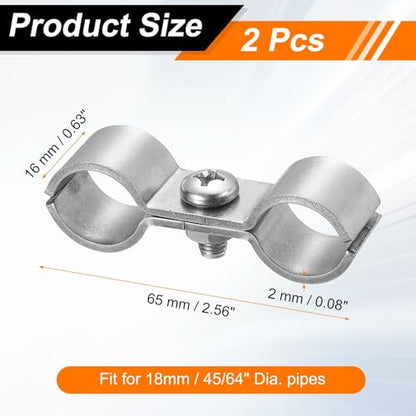 HARFINGTON 2pcs Chain Link Fence Panel Clamps 11/16" Stainless Steel Dog Kennel Clamps Fence Connector Temporary Dog Cage Hardware Parts with Bolts and Nuts for Round Pipe Panel - size: 11/16"