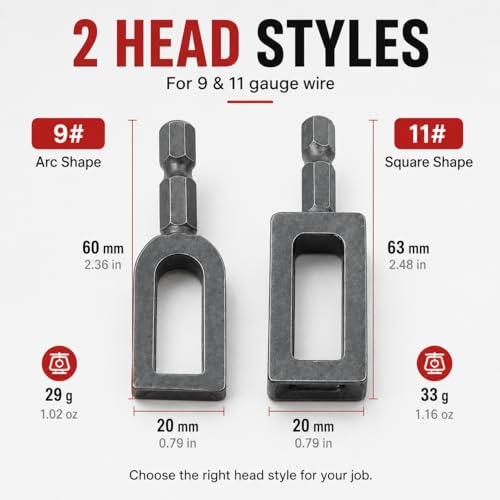 Wire Twister Tool for Drill, Heavy Duty Drill Wire Twister for 9 & 11 Gauge Fence Wire, Wire Twisting Tool with 1/4" Hex Shank for Fence Repair, Rebar Tying, Farm, Garden and Construction (9#+11#)