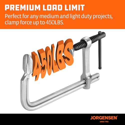 Jorgensen Bar Clamps, 6-Inch Light-duty Drop Forged Steel Bar Clamps for Woodworking and Welding, 2 Pack - size: 6 Inch