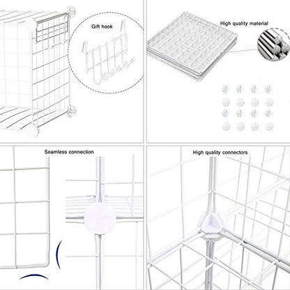 C&AHOME Wire Cube Storage, 12-Cube Storage Organizer Metal, C Grids, White - color: White