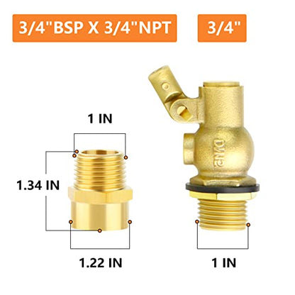 GASHER 1PCS 3/4" 304 Stainless Steel Float Ball Valve with 3/4"G Female x 3/4"NPT Male Adapter, DN20 Adjustable Water Tank Float Ball Valve for Stock Tank Pool Water Level Control - size: 3/4" DN20