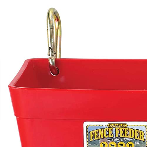 Little Giant FF11RED 4.5 Quart Heavy Duty Wall/Rail Mountable Feed Trough Bucket Fence Feeder, Red (4 Pack)