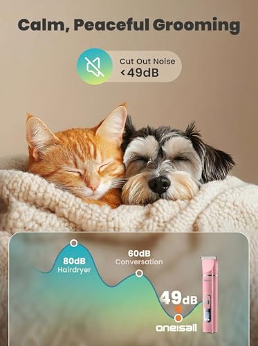 oneisall 4 in 1 Dog Grooming Kit with LCD Display Pink - color: Pink