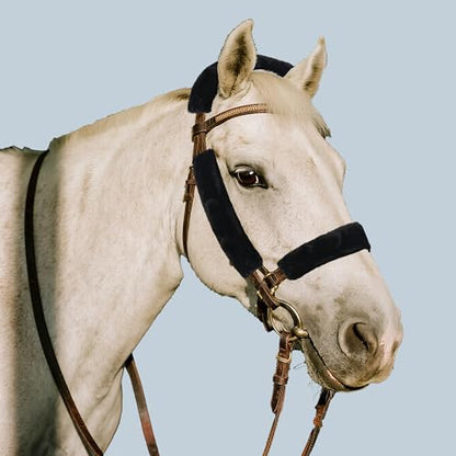 Soft Fleece Halter Covers for Horses BNC Series (4-Piece, Black) - color: Black