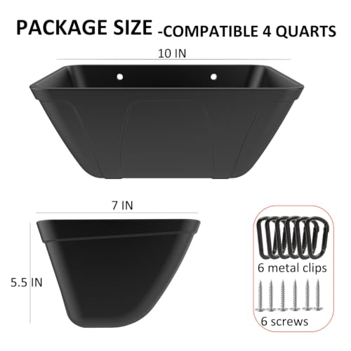 Hanging Chicken Feeder Trough for Goat Sheep Deer Poultry Duck Chicken Fence Feeder Livestock Feeding Container Goats Supplies Feeders Waterer Bucket - color: Black