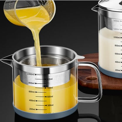 Yogurt Strainer Glass,Nut Milk & Juice Strainer for Juicing,1000ML
