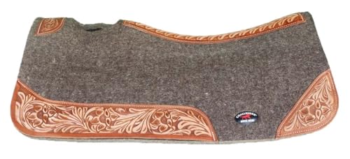 CHALLENGER Horse Saddle PAD Western Contoured Wool Felt Moisture Wicking Saddle Pad 39177 - color: Grey