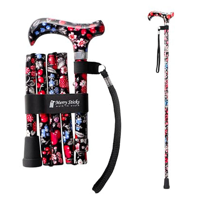 Merry Sticks Foldable Walking Cane for Women and Men, Adjustable, Berries - color: Berries, size: Classic Grip