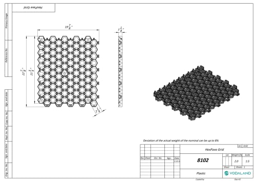 Vodaland Permeable Pavers - HexPave Grass & Gravel Permeable Paver System - 100% Recycled PPE Plastic Pavers, Handles 27,000 lbs, 1" Depth, 1450 s.f / 488 Units - size: 1450 Sq Ft