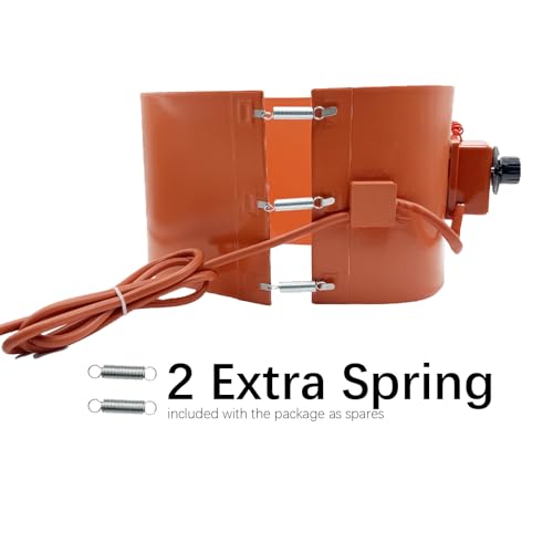5/55 Gallon Drum Heater Band 800W/1200W with Adjustable Thermostat | 800W/1200W 120V silicone drum heater with 80°F–302°F twist controller. For grease kegs, honey drums & water buckets - color: 5 GAL/800W