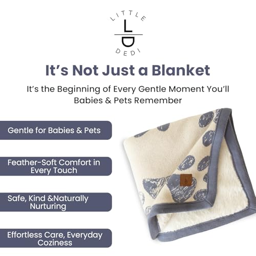 Small Pet Blanket - 100% Organic Cotton, Double Layer Plush Sherpa, Soft Plush, Blue Paw Jacquard Knit, 30"x40", Small Dog Blanket, Ideal Cat Blanket - Soft and Warm - color: Blue