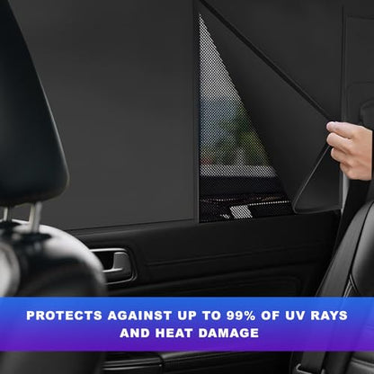 2 PCS Car Window Shades, Magnetic Double Layer Auto Back Side Window Sunshade Privacy Curtain, Full Cover/Half Shade Back Windows Sun Protection Cover for Car Truck SUV - color: Rear Window