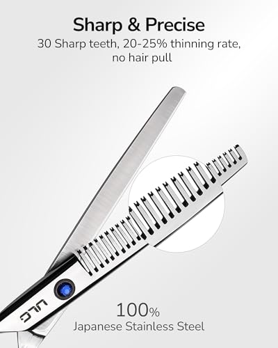 ULG Left-Handed Hair Thinning Scissors, Thinning Shear for Hair Cutting 6.5 inch Professional Barber Scissors Salon Texturizing Shears Made of Japanese Stainless Steel - color: Blue-left